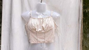 I. Elegant Beige Corset Crop Top