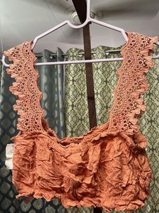 Peach Forever 21 Lace Crop Top.