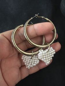 Pearl Heart Hoop Earrings