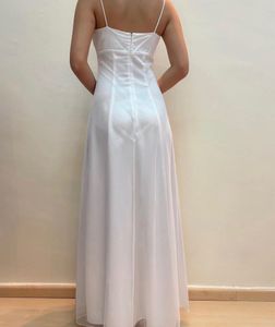 Elegant White Floral Embroidered Gown