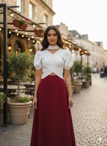 Chic White Crop Top and satin skirt