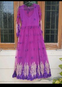 Elegant Purple Embroidered Gown💥
