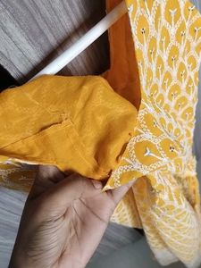 Bright Yellow Printed Cotton Dress