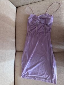 Lilac Dress With Sheer Patch On The Waistline
