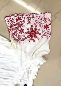Embroidered Off-Shoulder Top