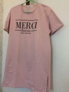 Pink Merci Graphic T-Shirt Dress