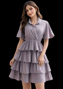 Tiered Mini Shirt Dress