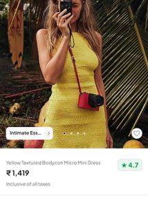 Newme Yellow Textured Dress