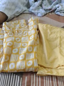 Yellow Printed Kurta Set