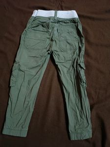 Green Cargo Track Pants For Boys