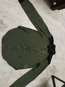 Olive Green Button-Down Top