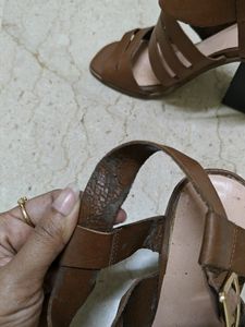 Clarks Tan Leather Block Heels