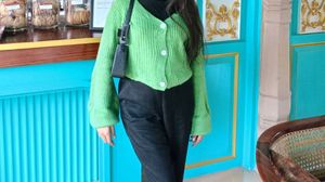 Green Cropped Cardigan