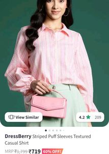 DressBerry Striped Puff Sleeve Shirt