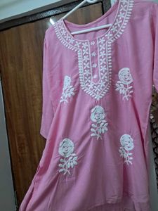 Pink Embroidered Kurti