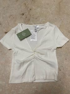 White Twist Front Top