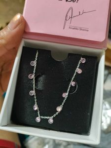 Giva Pink Stone Silver Queens Necklace