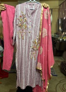 Calcutta Embroidery Kurta,Dupatta & Go Colors Pant