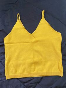 Sleeveless Crop Top In Mustard Color