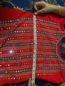 Red Embroidered Kurta Set
