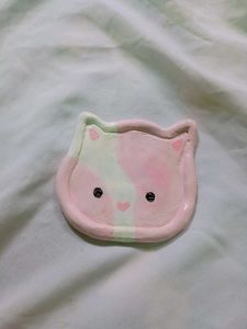 cute clay cat Trinket dish handmade jewellery tray