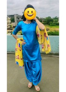 Blue Satin Salwar Suit