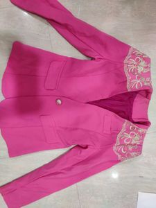 Pink Embroidered Blazer