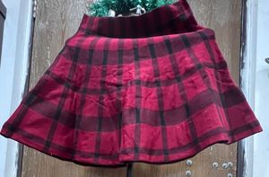 Classic check winter skirt- red