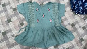 Embroidered Green Tunic Top