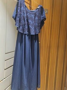 Navy Blue Beaded Maxi Dress