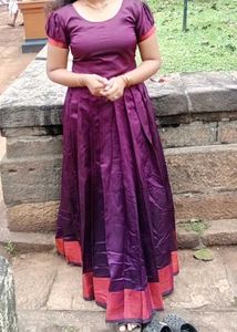 Purple Pattupavada With 2 Blouses
