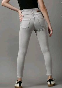 High Waist 4-Button Gray Denim Jeans
