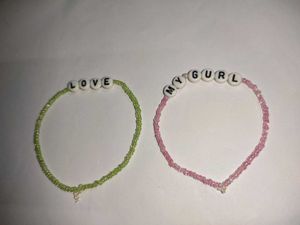 Custom Beaded Word Bracelets - Set of 2