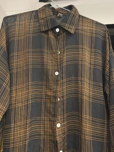 Brown Plaid Button-Down Shirt