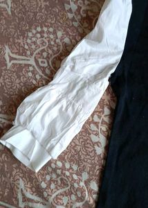 Black Knit Top with White Sleeves