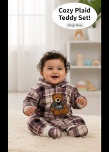 Cozy Plaid Teddy Set for Baby