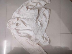 Textured White Crop Wrap Top