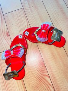 Red Bow Sandals - Size 5