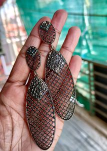 Black Polish German Silver Western Dangler