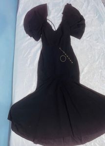 Frill-Layered Black Dress