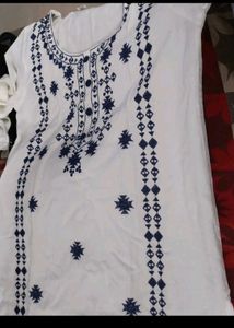 Embroidered White Kurta