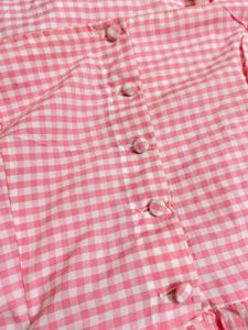 Pink Gingham Puff Sleeve Top