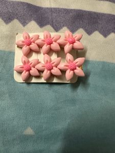 Pink Flower Hair Clips