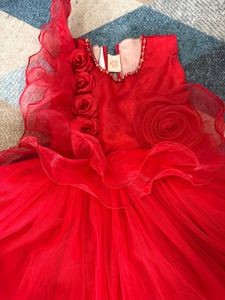 Vibrant Red Colour Dress For Girl