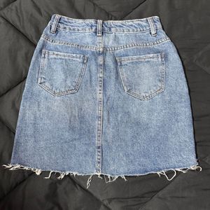 Blue denim skirt