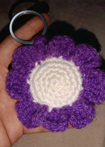 Handmade Crocheted Purple Flower Applique