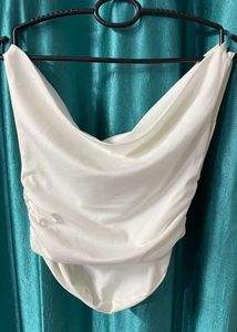 White Cowl Neck Top