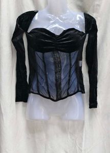 I. Black Velvet Corset Top