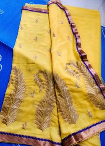Elegant Yellow Saree with Embellishments
