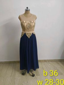 Navy & Gold Embellished Gown